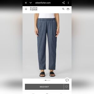 NWT EILEEN FISHER Blue Elastic Waist Pants MEDIUM